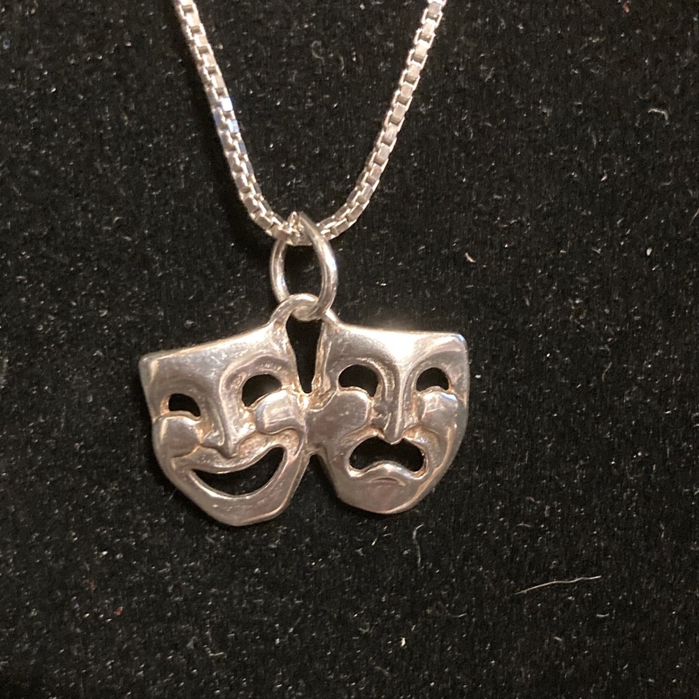 Sterling silver comedy tragedy necklace . Pre owned